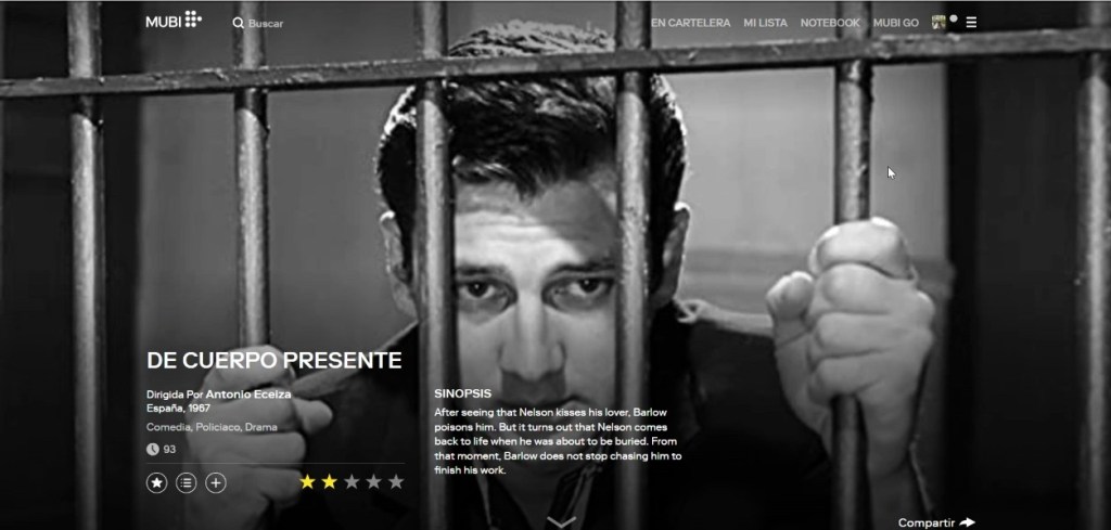 De cuerpo presente (1967)  dir, Antxón Eceiza&nbsp;★★½